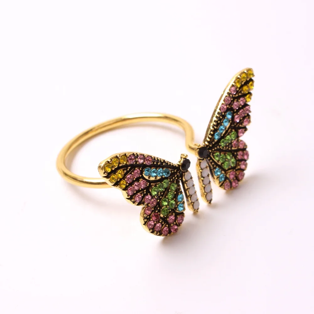 Judaica 6 pcs Butterfly Napkin Ring Rhinestone Napkin Holder Serviette Buckles for Wedding Party Banquet Home Table Decor
