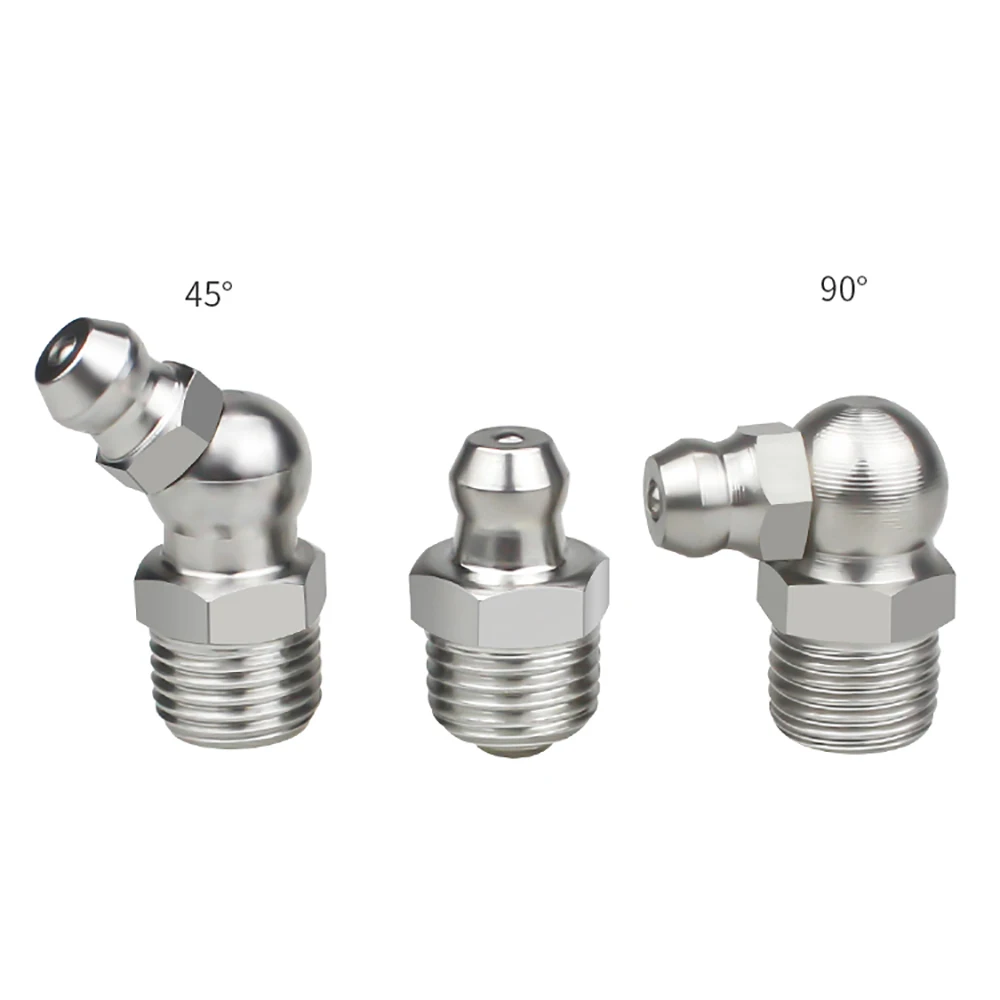 304 stainless steel grease nipple thickened excavator grease gun 45 elbow 90 degree bearing grease nipple M6M8M10 1/8