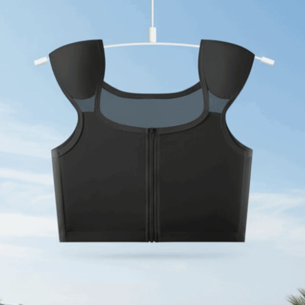Mesh Flat Breast Binder Bustier Solid Color Shockproof Tank Top Shapers Lady Girl Cosplay Shoulder Pad Chest Binding Slim Fit image 4