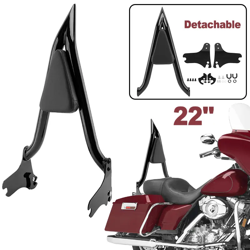 

Motorcycle Black Detachable Passenger Rear Backrest Sissy Bar For Harley Touring Street Glide Road King FLHT FLTRX 1997-2008