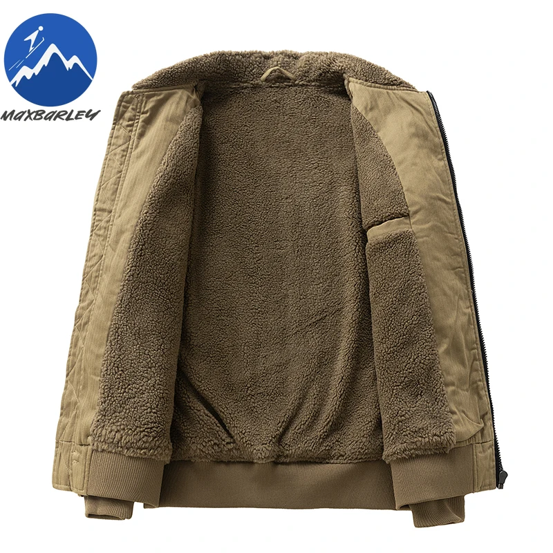 Luxury Winter Jacket Fleece Lined Outdoor Work Windproof Warm Padded Jacket Fur Collar Lapel Comfort Cold Resistant Tooling Coat