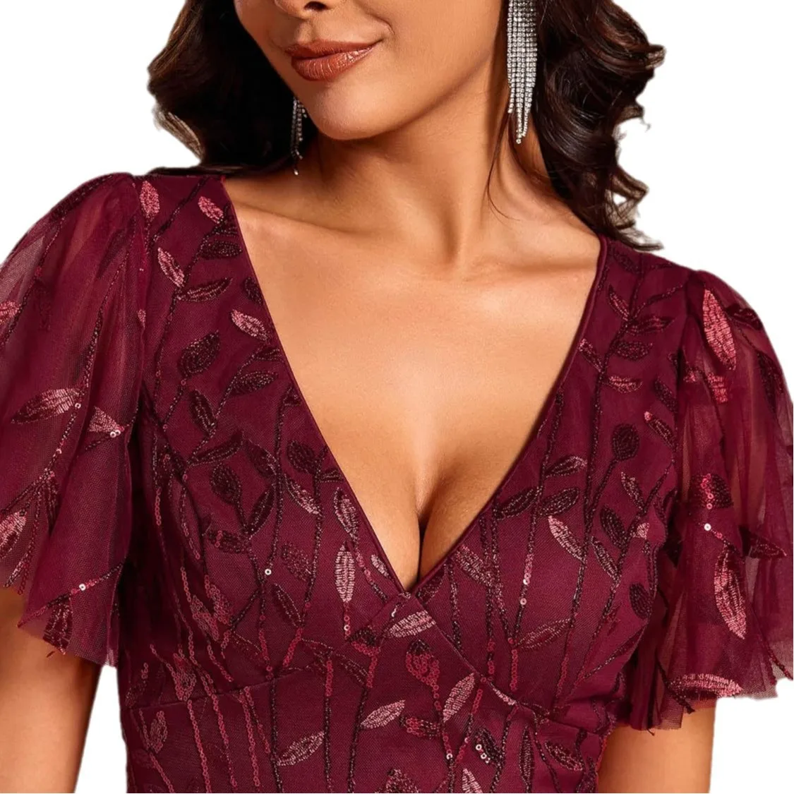 

Платье горничной больших размеров Dr Сексуальное тюлевое вечернее платье с бисером Par Host ow Year Conference Бальное платье Длинная юбка Ele Deep V Ne Prin...