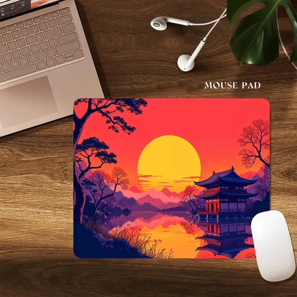 Beautiful landscape design small mouse pad rubber anti-slip desk mat mini gaming mats pc accessories laptop office pad