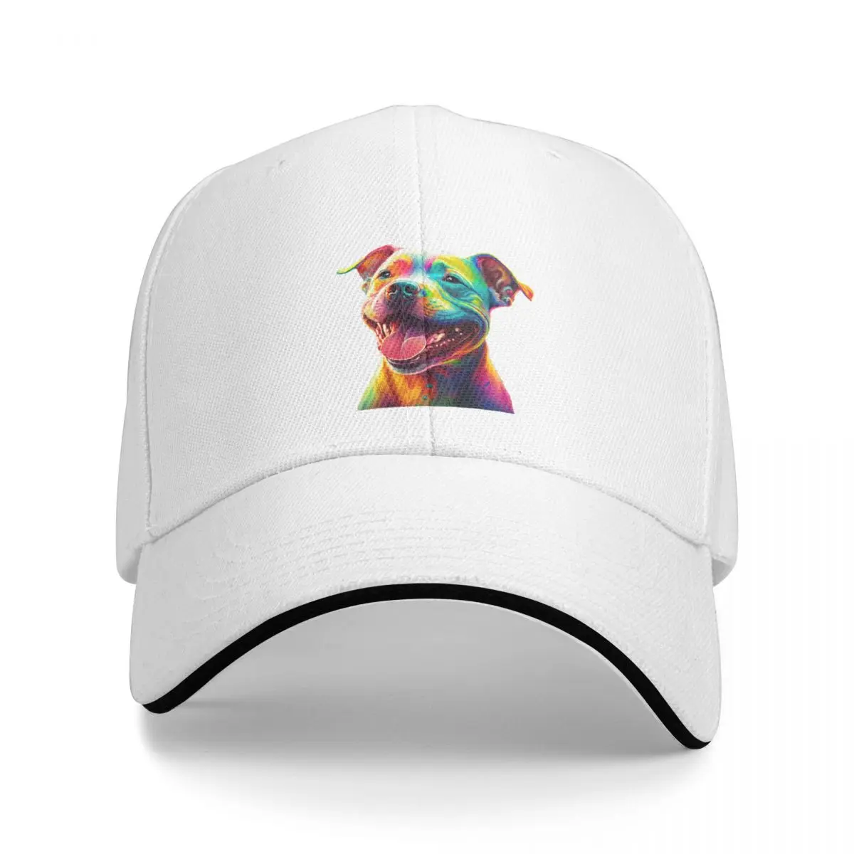 Border collie bull staffy dog happy smiling Baseball Cap cute Sun Cap Women's Hats 2024 Men's