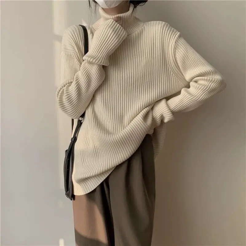 

Thickened autumn and winter women's solid color sweater loose casual trend women's top versatile and fashionable