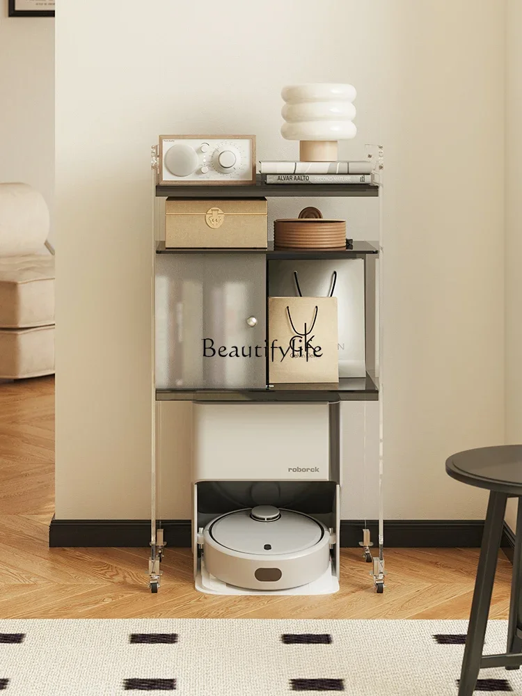 

FG10Acrylic movable sweeping robot shelf modern simple living room sofa side storage cabinet