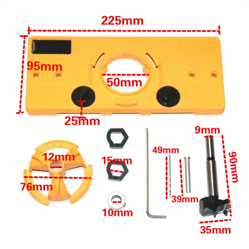35mm Woodworking Hole Cutter Hinge Boring Bit Door Hinge Positioner Flat Wing Drill for Cabinet Furniture Installation Tool