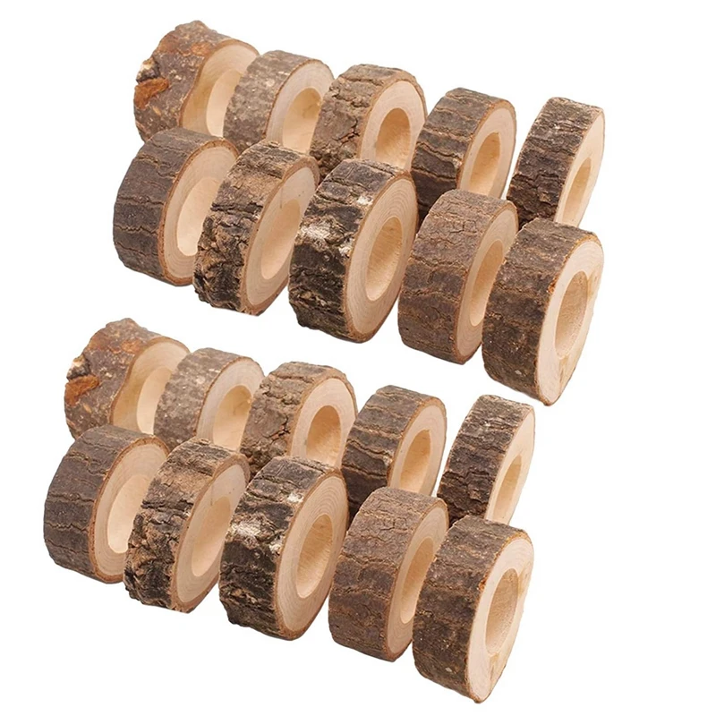 

60 Pcs Wooden Napkin Ring Christmas Napkin Ring Holders Round Serviette Holder Decorative Napkin Rings 1.18In