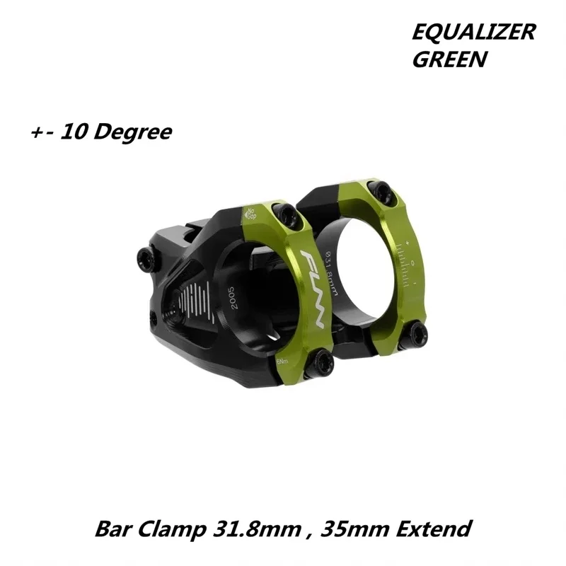 Funn Equalizer MTB Mountain Bike Stem -10° 31.8MM Bar Clamp, 31.8MM Steer Bicycle Stem, 10mm Drop/Rise (Length 35mm)