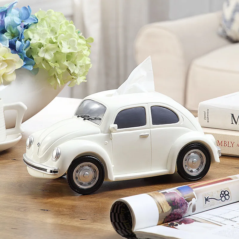 Beetle Car Tissue Box Creative Car Model Tissue Holder Box For Kids Room Resin Beetle Car Model Ornaments Office Home Decor