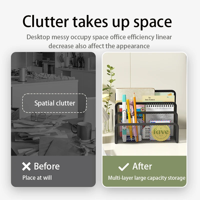 Desk Mail Organizer, 2 Pack Office Small Letter Sorter Desktop File Organizer Metal Mesh with 3 Vertical Upright Compartments