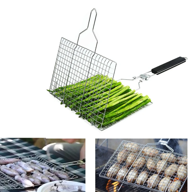 High craftsmanship Carbon Steel BBQ Mesh Non Stick Grilling Basket Grill Mesh Mat Meat Vegetable Steak Picnic Party Barbecue