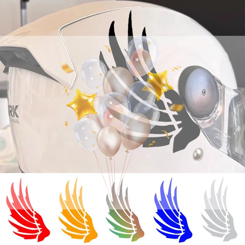 

2 Pairs DIY Motorbike Helmet Fuel Tank Scooter Modification Vinyl Decals Reflective Wings Motorcycle Waterproof Stickers