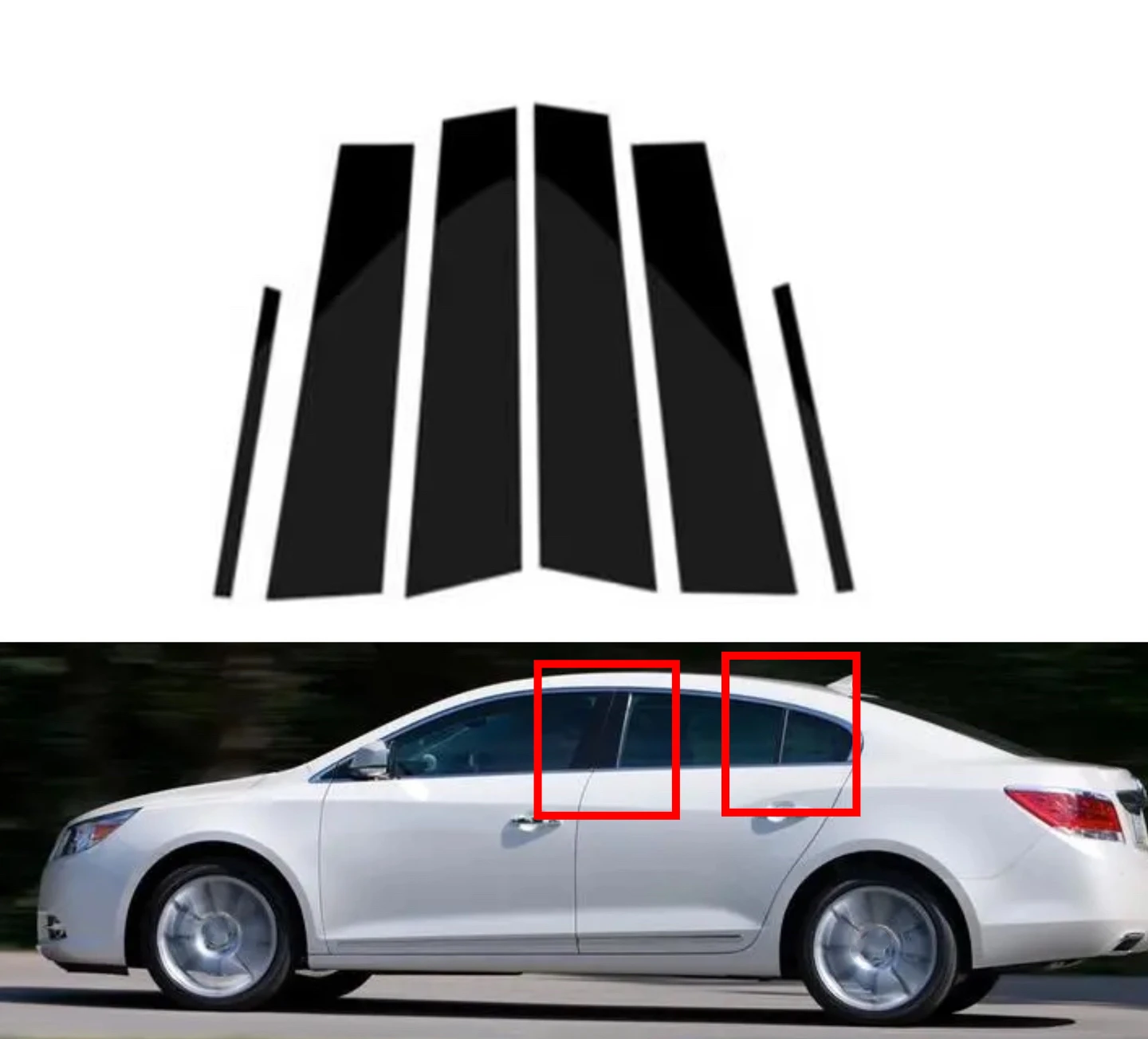 

Sliver Glossy Black Pillar Posts Fit For Buick Lacrosse 2010- 2013 2014 2015 2016 Door Window Trim Cover Sticker Exterior Part