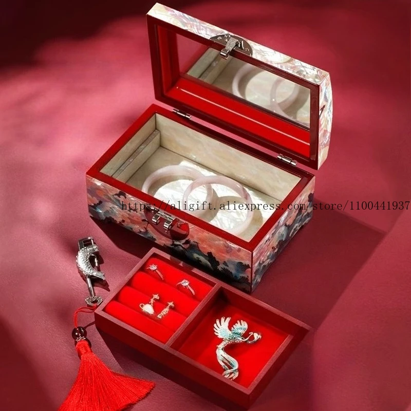 Guochao-Inspired Mosaic Jewelry Case Business Gift for Clients Vintage Necklace Bracelet Storage Chinese Chic Design