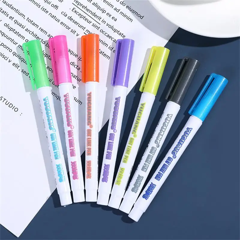 Double Line Outline Art Pen Marker Pen DIY Graffiti Outline Marker Pen Highlighter Scrapbook Diary Poster Card