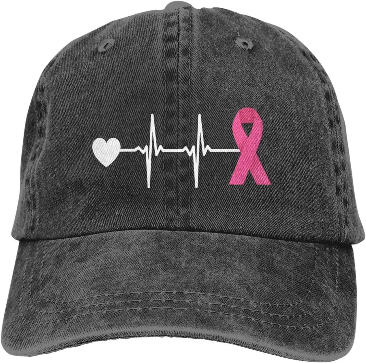 

Women's Chemo Heartbeat Hat, Adjustable Vintage Washed Baseball Cap for Dad Mom