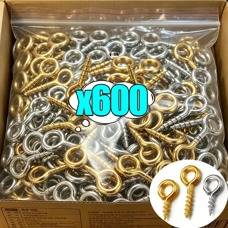 300/600pcs Tiny Mini Eye Pins Eyepins Hooks Eyelets Screw Threaded Stainless Steel Clasps Hook Jewelry Findings For Making DIY