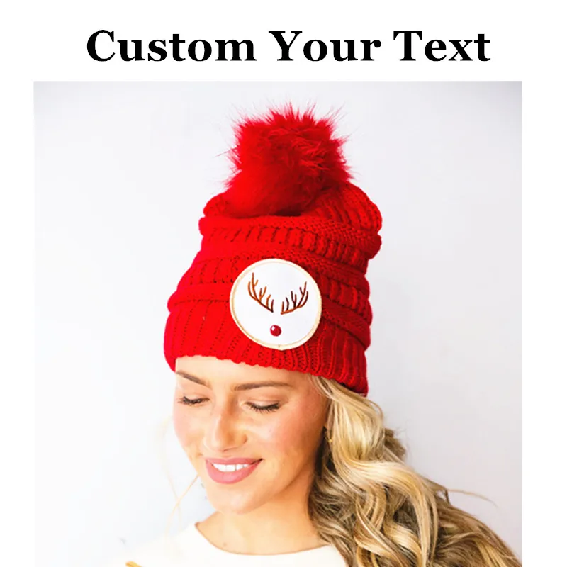 

Custom Monogram REINDEER RED BEANIE, Personalised Peal Name Sun Hats Cowgirl Hat