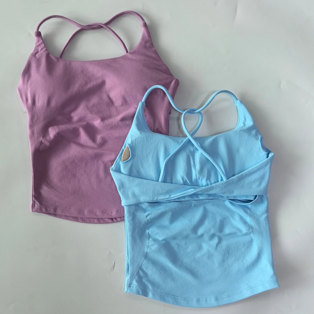 Pericic Twist Back Top Sexy Rückenfreies Gepolstertes Gym-Top Damen Yoga-Anzug Weste Eingebauter BH Activewear Atmungsaktiver Sport-BH Tanktops – Detail 6