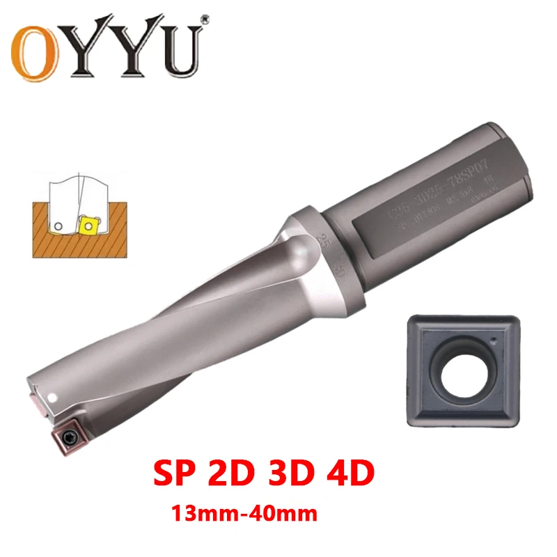 Broca 2d 3d 4d sp Série Insere 13 Mm40 mm Indexável Broca de Perfuração C20 C25 C32 C40 Broca Violenta Rápida Spmg Insere Máquinas u
