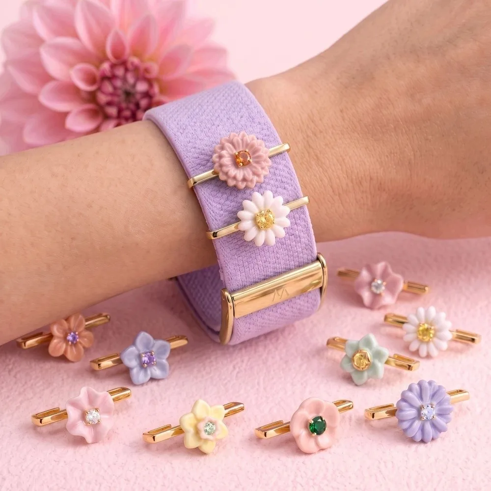 Cartoon Flower Watch Strap Pendant Slide Bar Macaron Watch Band Ornament Rhinestone Center for Whoop 5.0/5.0 MG/4.0
