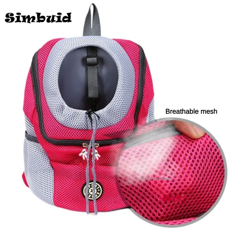 Double Shoulder Pet Carrier Bag Portable Travel Backpack Outdoor Dog Front Bag Mesh Backpack