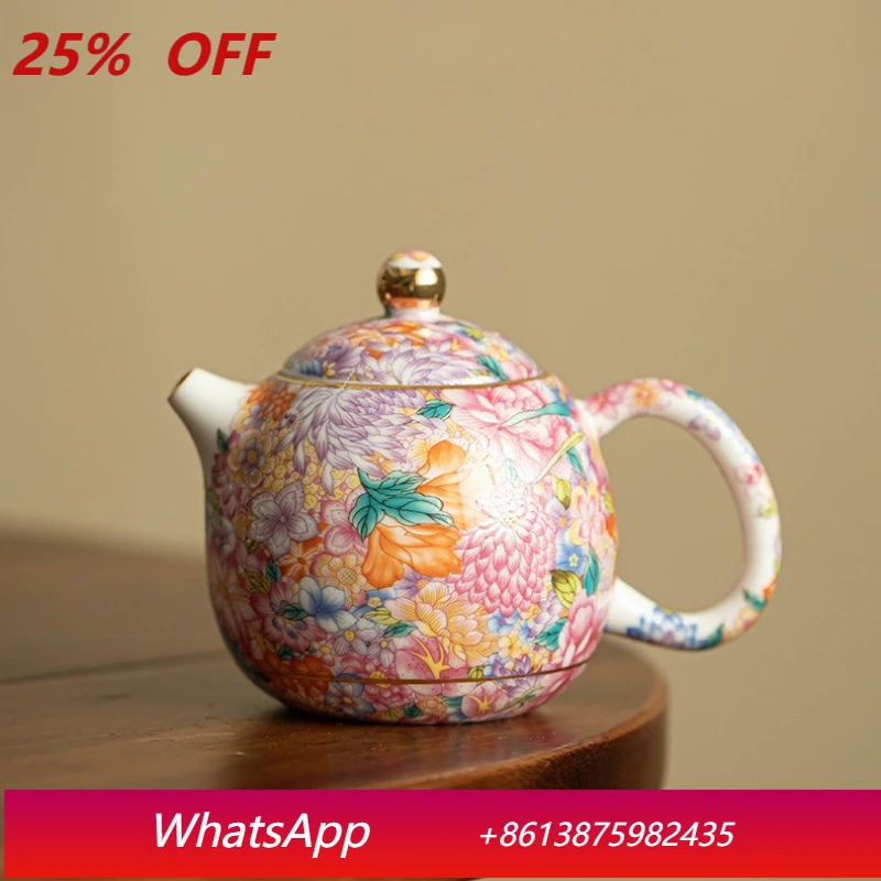 

LTT Enamel Colorful Kaleidoscope Dragon Egg Pot Ceramic Handmade Kung Fu Tea Set Household Teapot