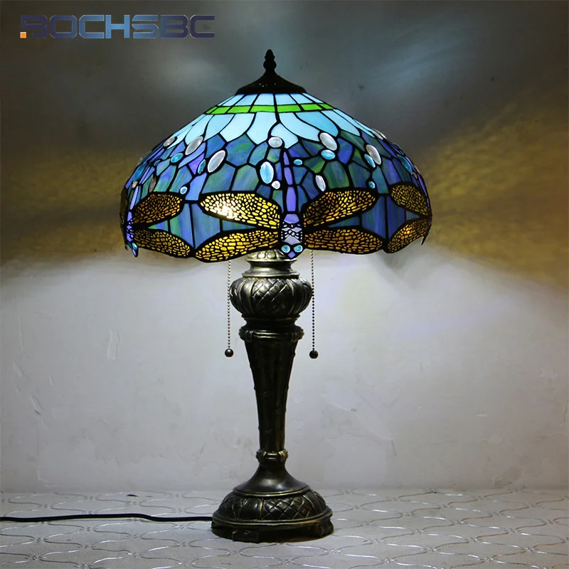 BOCHSBC Tiffany stained glass table lamp decoration hotel villa study light European vintage style creative luxury office light