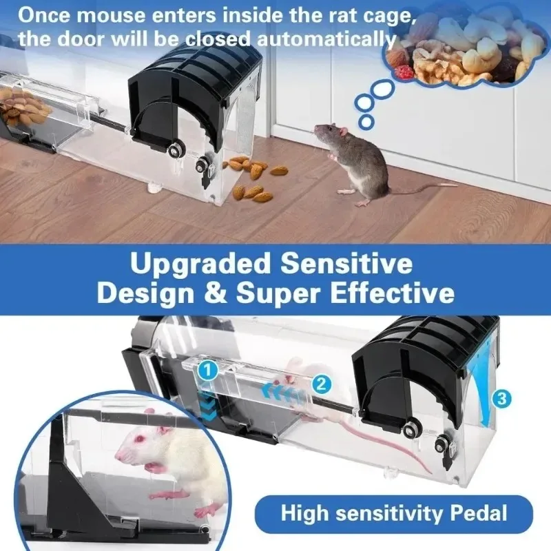 Rat Traps for Indoor Outdoor Garden Reusable Plastic Rodents Trap House Hold Mouse Catcher Smart Self-locking Mousetrap Hot Sale
