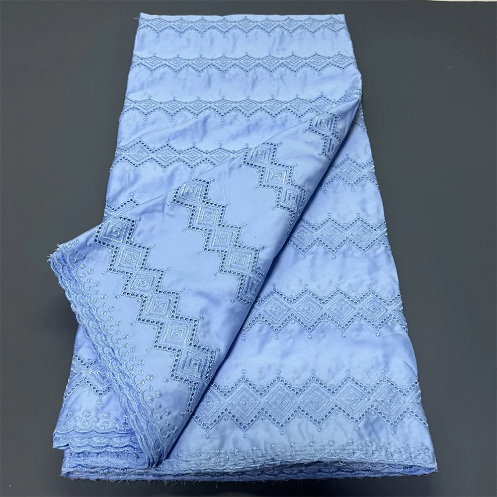 

2025 африканский нигерийский тюль, кружевная ткань для шитья платья, высокое качество, дамасский польский роскошный хлопок, чистая вышивка, 5 ярдов hz1376