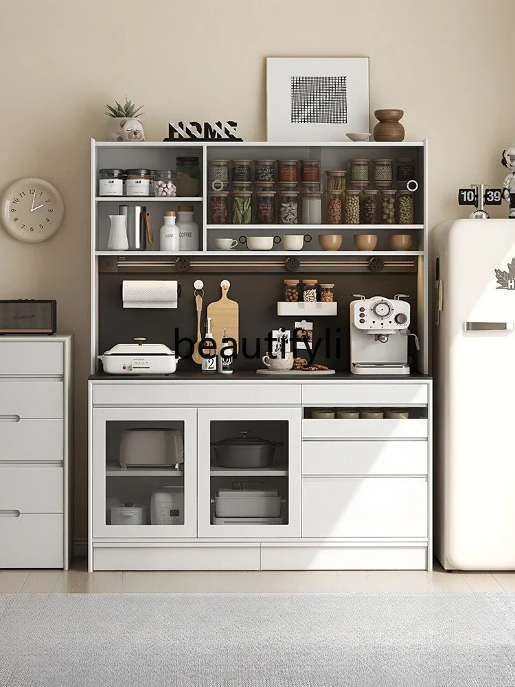 CC Minimalist floor-standing sideboard solid wood rock slab multi-function top high cabinet tea storage storage cabinet