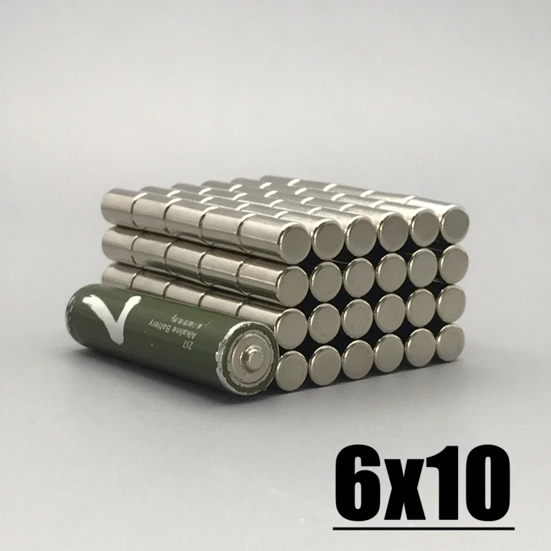100pcs 6x10mm Magnet N35 NdfeB Neodymium Magnet Round Shape Permanent Magnetic Imanes Magnets 6*10 Magnet Accessory