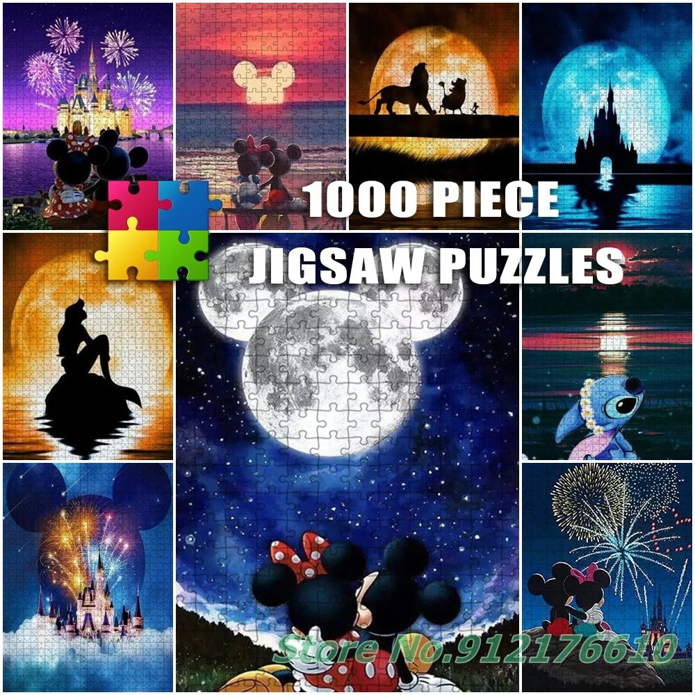 

Disney Lion King Cartoon 1000 Piece Jigsaw Puzzles Mickey and Minnie Shadow Moon Diy Puzzles Decompress Educational Toys Gifts