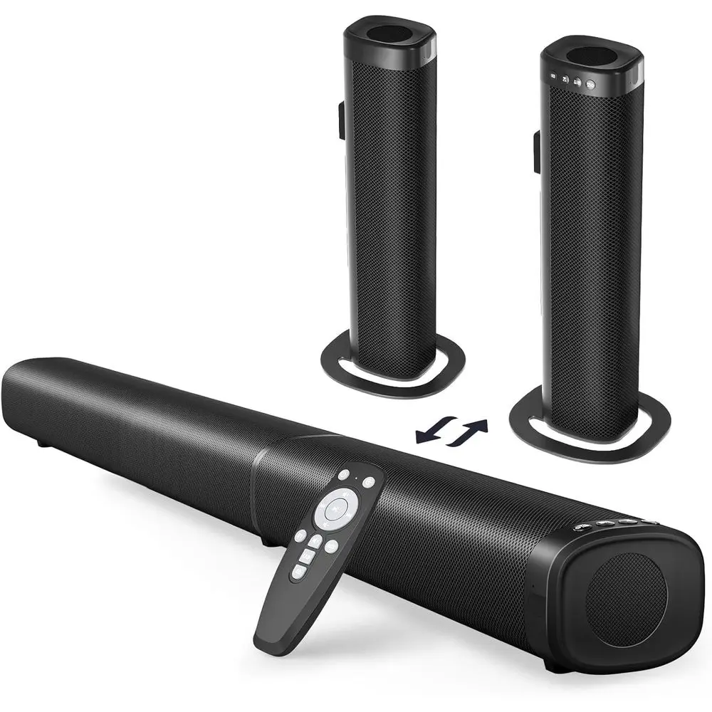 

100-ваттная съемная звуковая панель Bluetooth 5.3 с ARC/Opt/AUX, система домашнего кинотеатра для телевизора/ПК/проектора