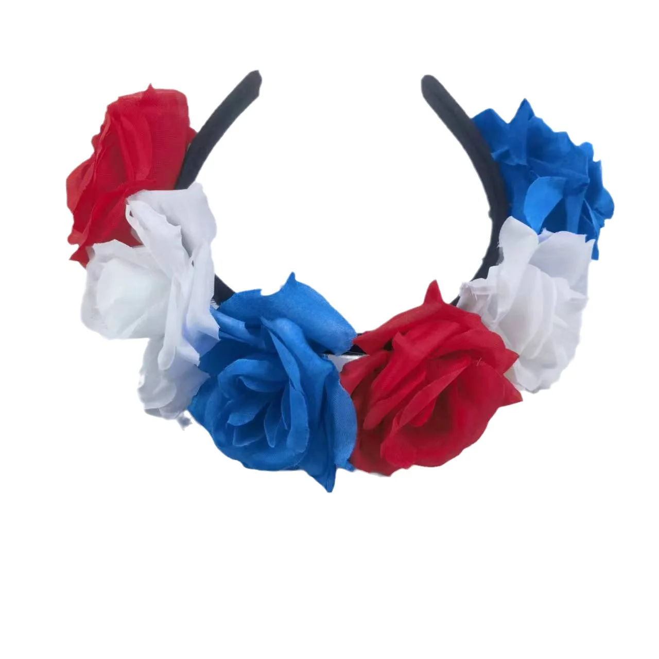 2024 French National Flag Accessories Hairband Blue White Red Rose Flower Headband Party Celebration