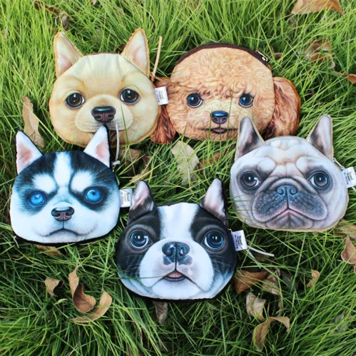 Cartoon Cute Simulation Dog Plush Coin Purse Creative Teddy Husky Cute Coin Purse Fashion Storage Bag Funny Birthday Gift