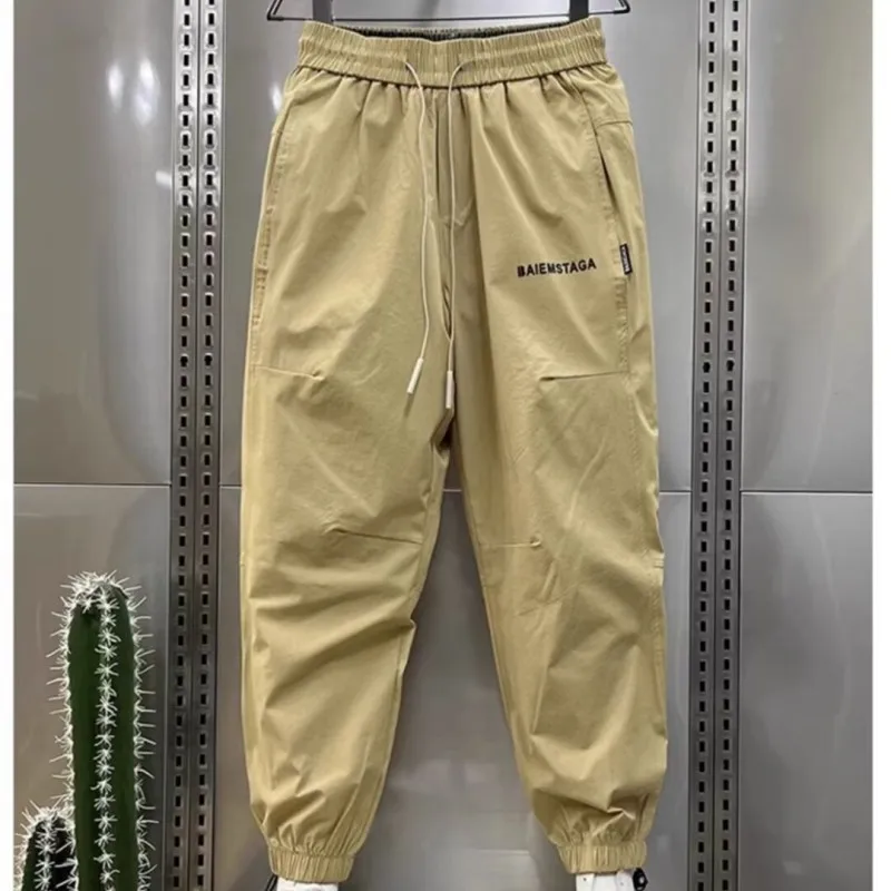 Men's Summer Thin Jogger Hiphop Pants New Men Straight Tube Loose Wide Leg Tied Casual Sports Pants Fashion Mens Sweatpants