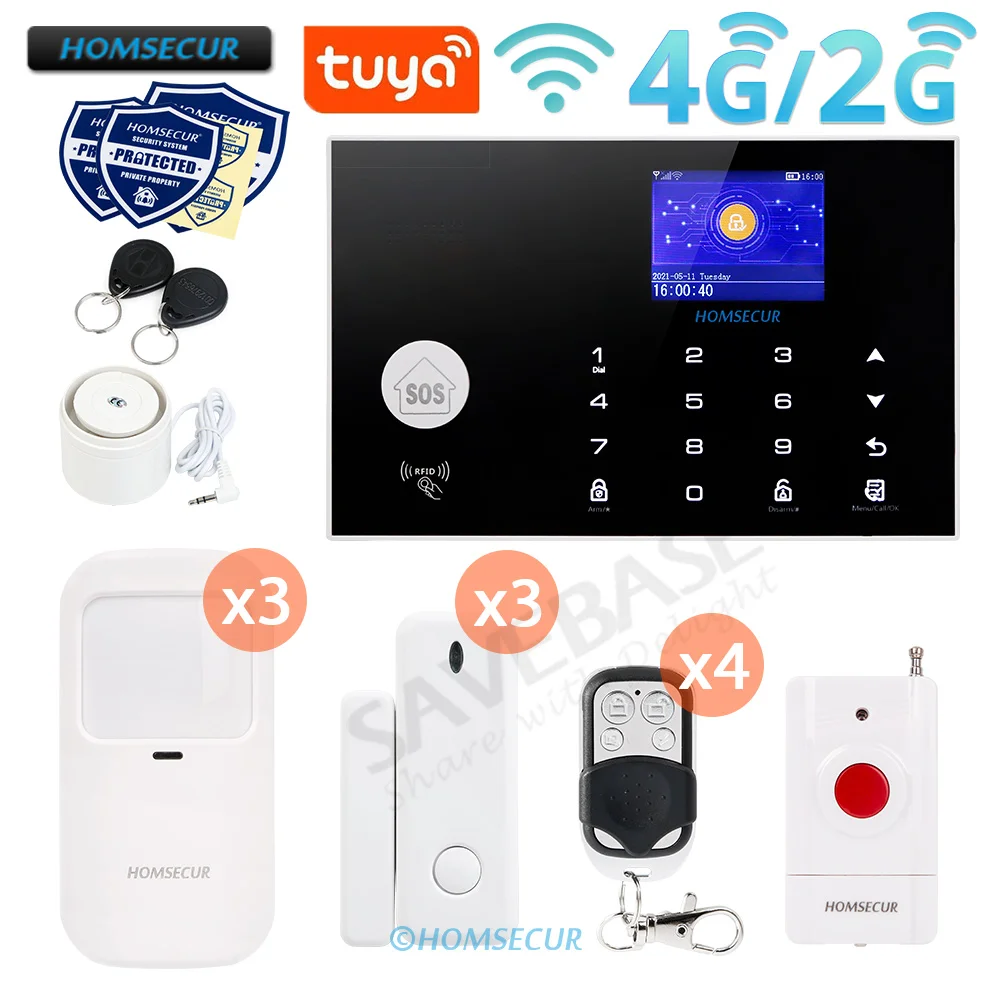 

433MHz Wireless 4G/3G/GSM WIFI Tuyasmart APP SMS Remote Control Home Security Burglar Alarm System SOS Pet Friendly PIR Door