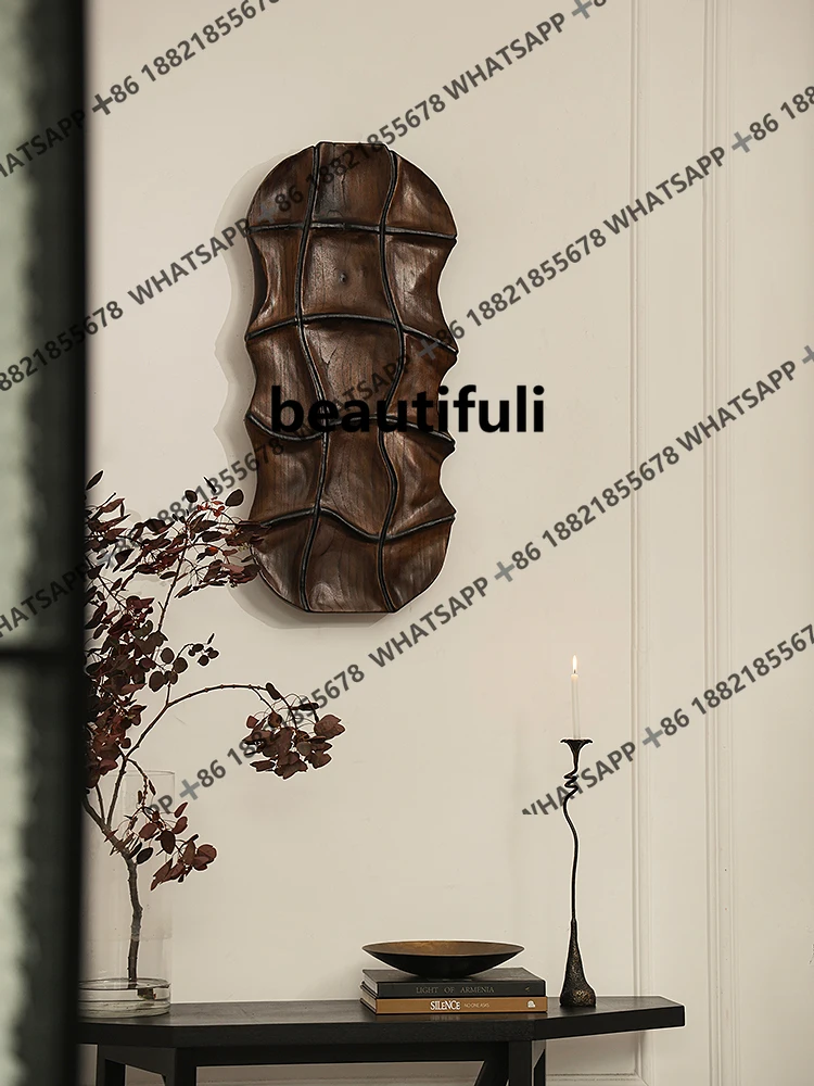 Medieval style wood carving wall decoration home model room decoration entrance retro pendant