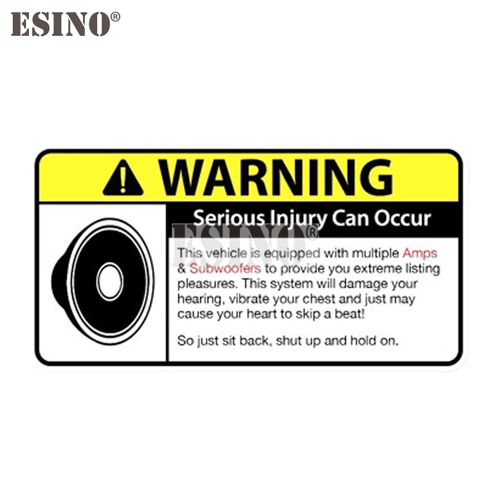Car Styling Funny Warning This Car Is Equipped with Multiple AMPS And Subwoofers Creative Car Body Sticker Pattern Vinyl Decal