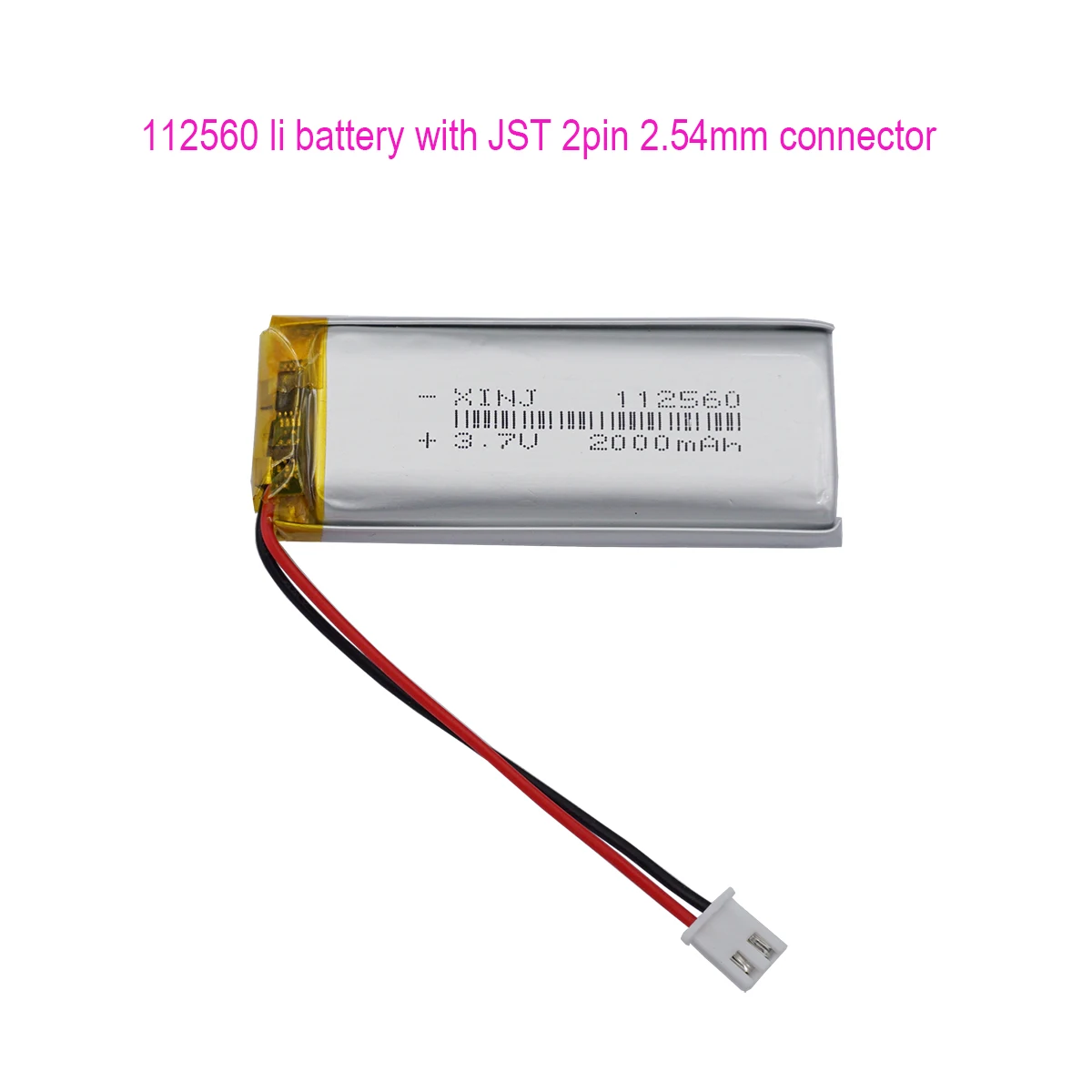 3.7V 2000mAh 7.4Wh Polymer Li Lipo Battery 112560 JST 2 pin 2.54mm Connector Plug For GPS Power Bank Bluetooth Speaker Tablet PC