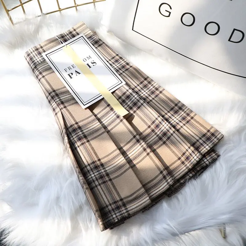 ملابس نسائية صيفية جديدة لعام 2025 تنورة منقوشة ذات ثنيات على طراز Preppy تنورة نسائية حلوة ضيقة عالية الخصر على شكل حرف a تنانير نسائية مفعمة بالحيوية