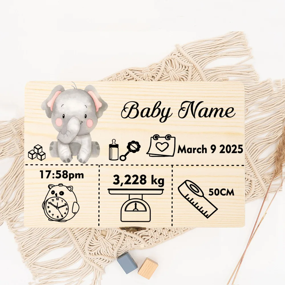 Bonita caja de almacenamiento de animales del bosque con nombre, caja de recuerdos de madera, Idea de regalo para bautismo o nacimiento, recuerdo personalizado para bebé