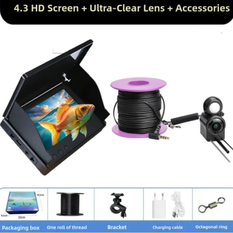 

Portable Fish Depth Finder Water Handheld HD 4.3Inch LCD Fish Finder Underwater 220° Fishing Camera Waterproof With Night Vision