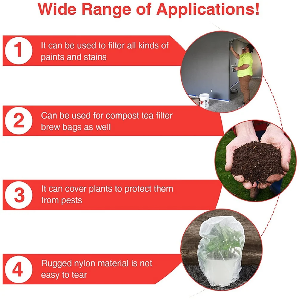 25 Pcs 5 Gallon Elastic Top Paint Strainer Bags White Fine Mesh Bag Paint Filter Bag for Hydroponics Painting Gardening