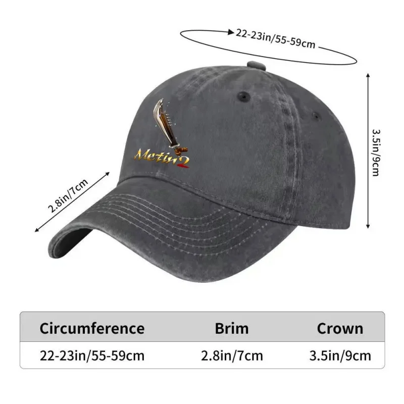 Metin2 Game Sword Retro Washed Baseball Cap Unisex Black Casual Outdoor Sports Cap for Camping Hiking Travel Fishing