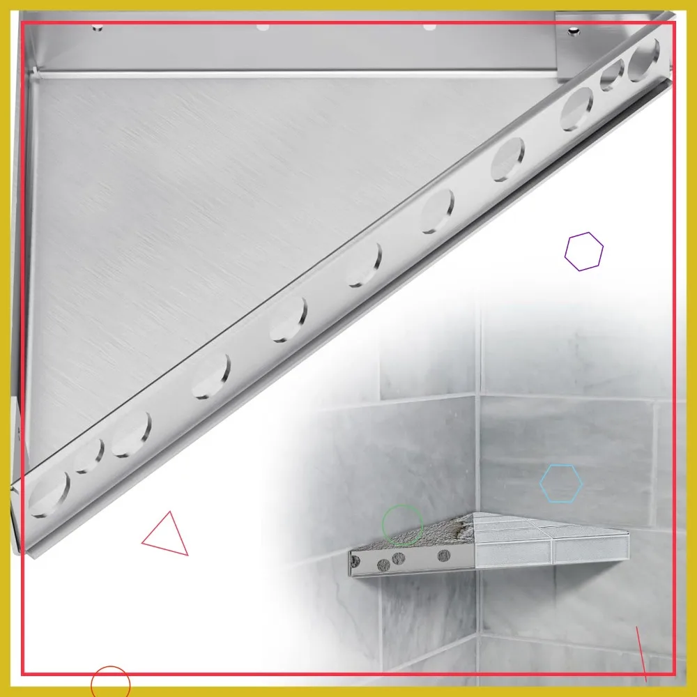 

Floating Corner Shower Bench Kit - Wall Mount Shelf for Bathroom, Shower Seat & Storage, 17x17x24 Inches