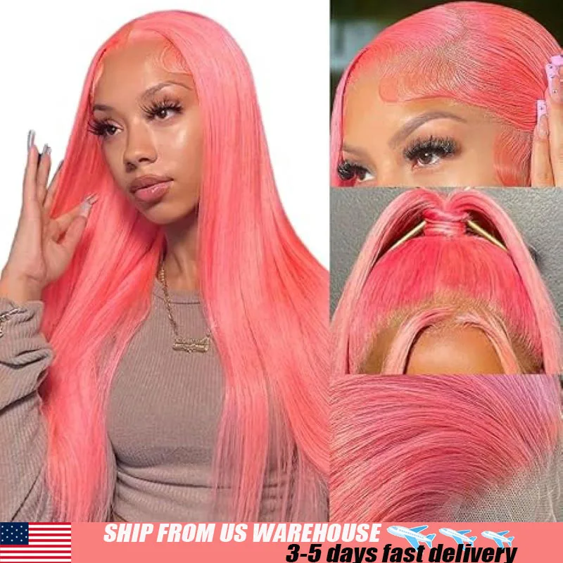 

Bone Прямые парики из натуральных волос Розовый парик 200% Плотность Hd Парик шнурка 13x6 Человеческие волосы Детские волосы Отбеленные узлы Бразильские парики из волос