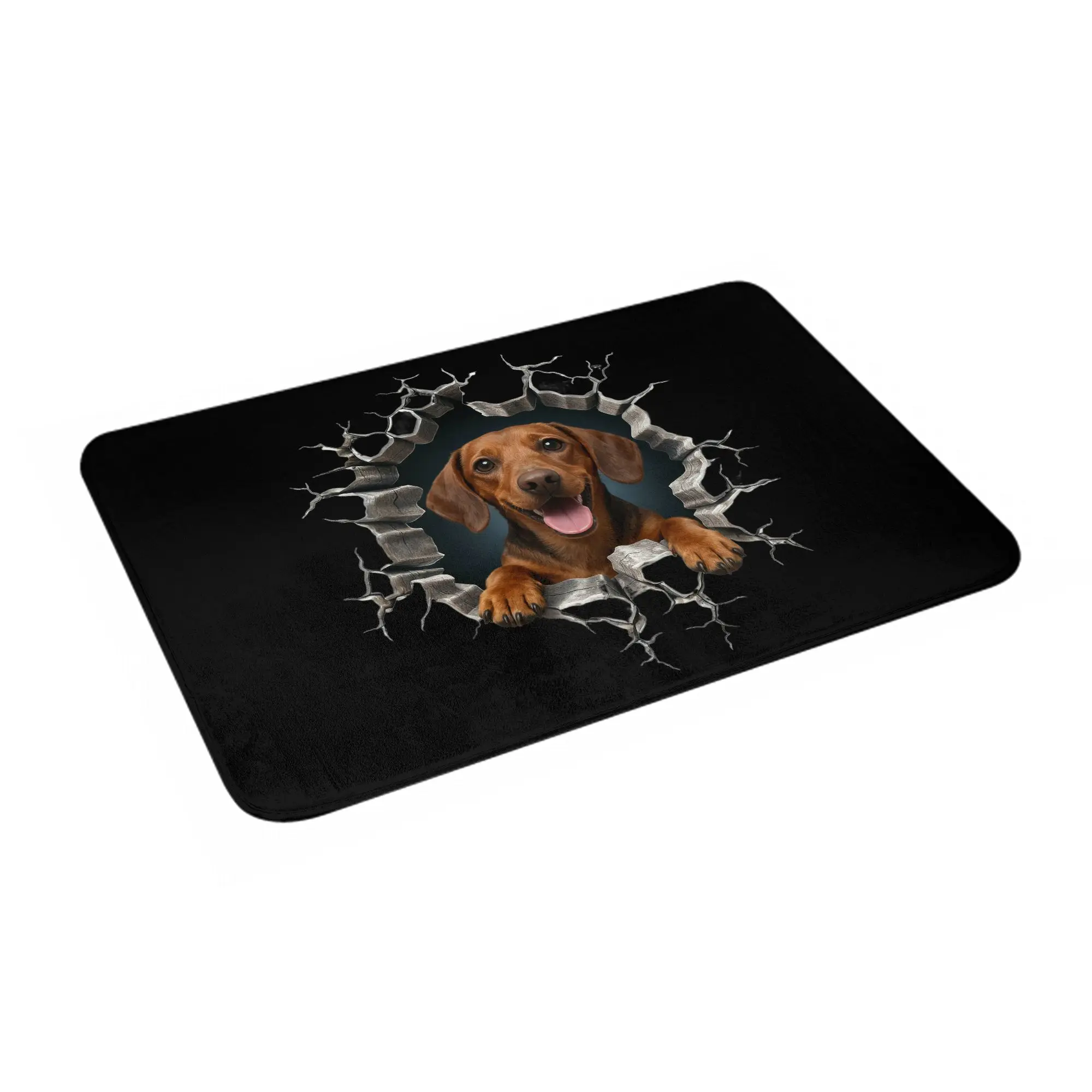 Retro Breaking Through Dachshund Dog Doormat Mat Anti-Slip  Bath Kitchen Living Room Rug Carpet